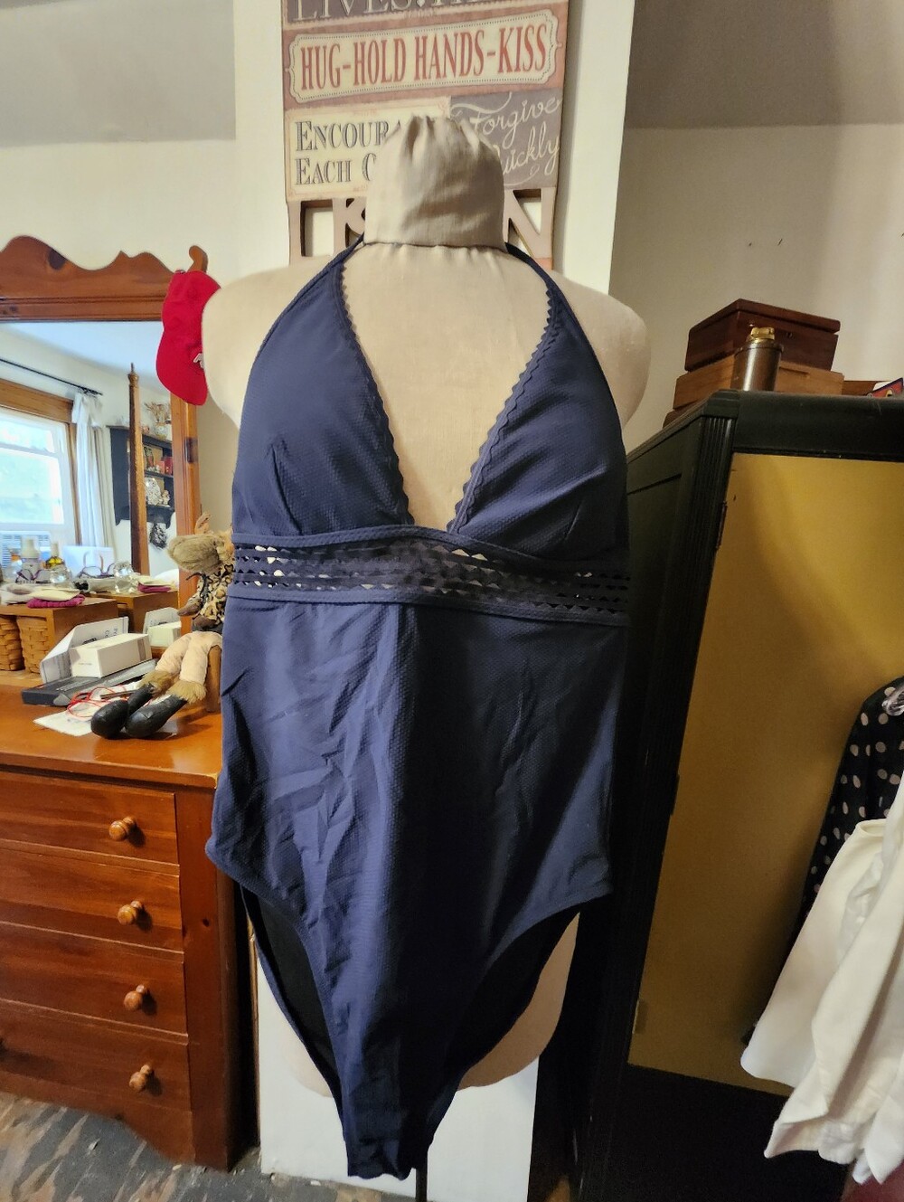 J Crew Navy Halter One-Piece Swim Suit
